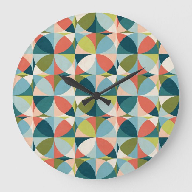 Geometrisches, Abstraktes Nahtloses Design Mitte d Große Wanduhr (Vorderseite)