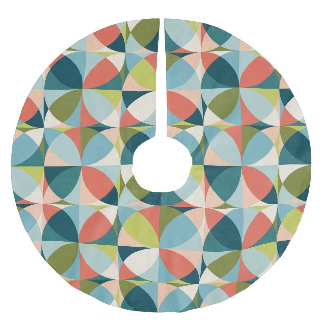 Geometrisches, Abstraktes Nahtloses Design Mitte d Polyester Weihnachtsbaumdecke (Vorderseite)