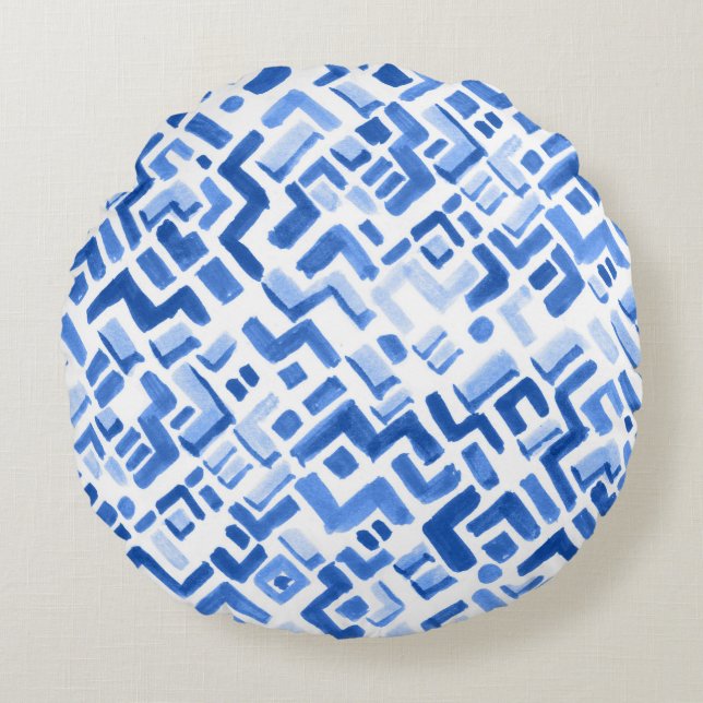 Geometrisches Abstraktes Nahtloses Muster Rundes Kissen (Vorderseite)
