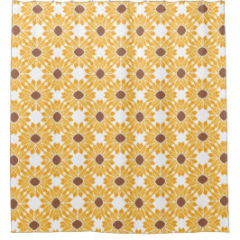 Geometrisches Abstraktes Retro-Sonnenblumenmuster  Duschvorhang