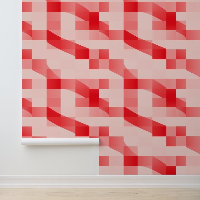 Geometrisches abstraktes rotes und rosa Muster Tapete (Anwendung)