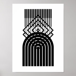 Geometrisches Abstraktes Schwarzes Mittelalter Poster