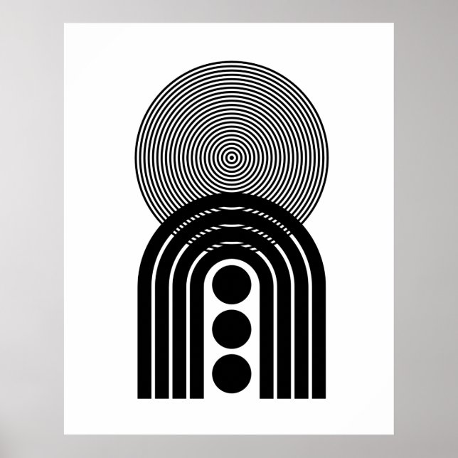 Geometrisches Abstraktes Schwarzes Mittelalter Poster (Vorne)