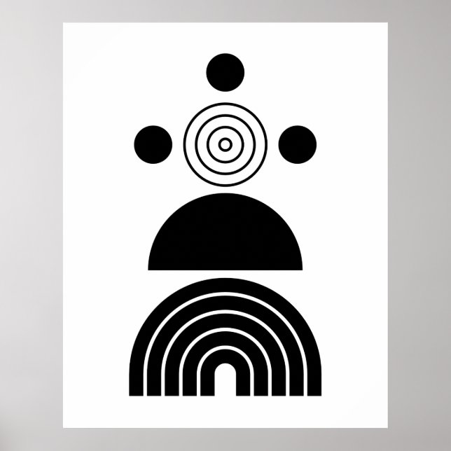 Geometrisches Abstraktes Schwarzes Mittelalter Poster (Vorne)
