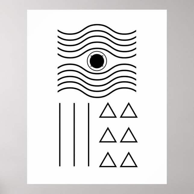 Geometrisches Abstraktes Schwarzes Mittelalter Poster (Vorne)