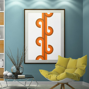 Geometrisches abstraktes Wellenstreifen-Fusionskun Poster