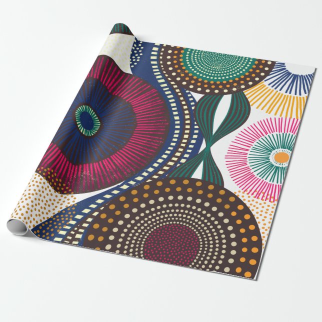 Geometrisches afrikanisches Design Geschenkpapier (Ungerollt)