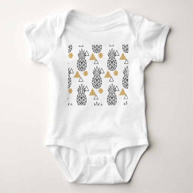 Geometrisches Ananas Gold Dots Muster. Baby Strampler (Vorderseite)