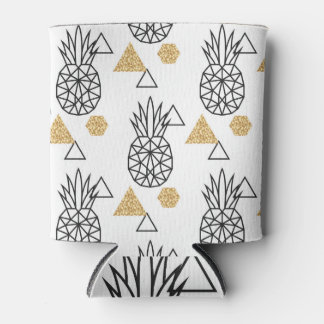 Geometrisches Ananas Gold Dots Muster. Dosenkühler