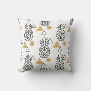Geometrisches Ananas Gold Dots Muster. Kissen
