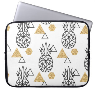 Geometrisches Ananas Gold Dots Muster. Laptopschutzhülle