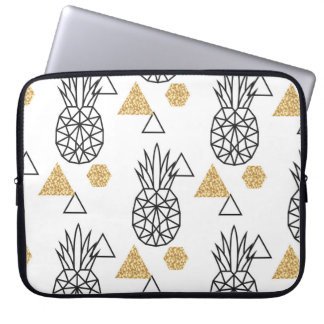 Geometrisches Ananas Gold Dots Muster. Laptopschutzhülle