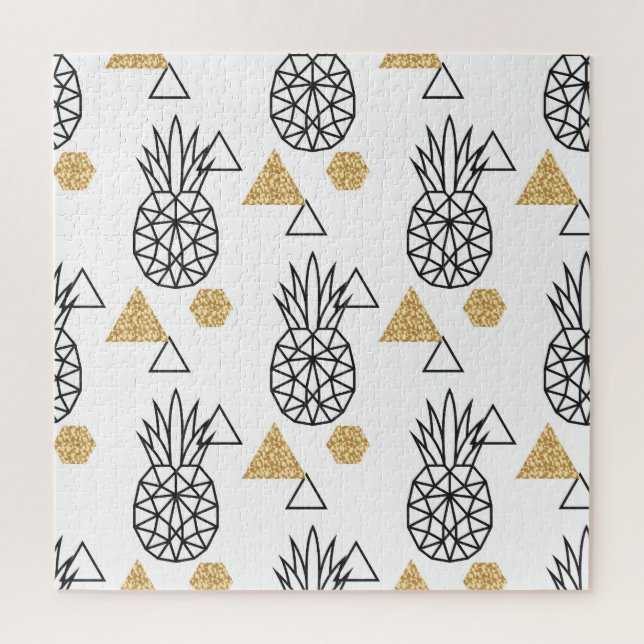Geometrisches Ananas Gold Dots Muster. Puzzle (Vertikal)
