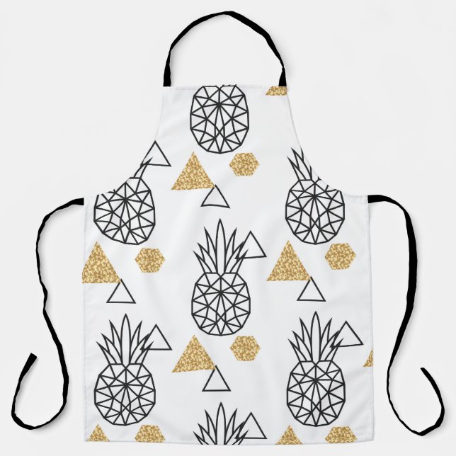Geometrisches Ananas Gold Dots Muster. Schürze (Vorderseite)