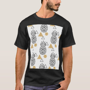 Geometrisches Ananas Gold Dots Muster. T-Shirt