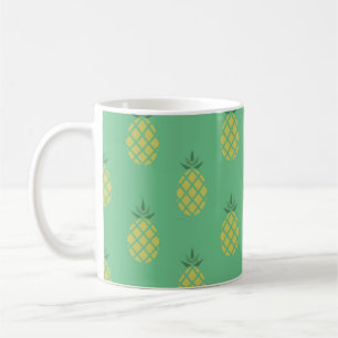 Geometrisches Ananas-Muster auf Grün Kaffeetasse