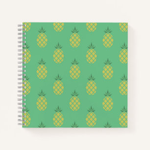 Geometrisches Ananas-Muster auf Grün Notizbuch