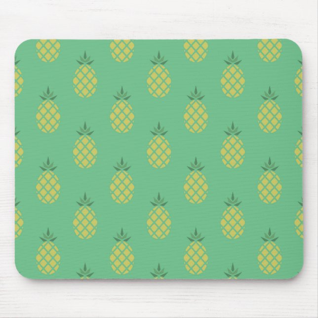 Geometrisches Ananasmuster auf Grün Mousepad (Vorne)