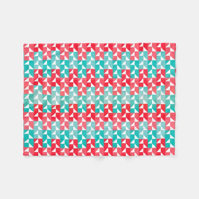 Geometrisches Aqua-blaues und rotes modernes Fleecedecke (Vorderseite (Horizontal))