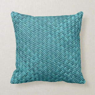Geometrisches Aquamarines Basketweave Grafikdesign Kissen