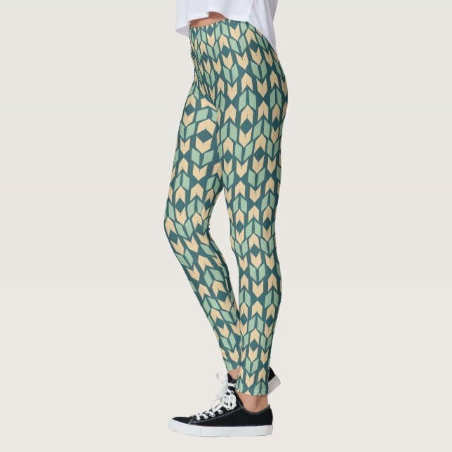 Geometrisches aquamarines Pfeil-Muster Geo Leggings (Links)