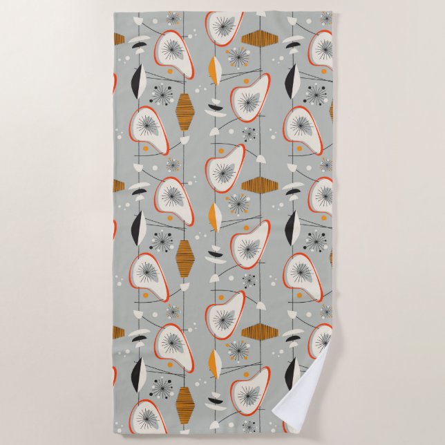 Geometrisches aquamarines u. blaues Muster Strandtuch (Vorderseite)