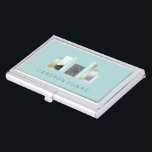 Geometrisches Architekten-Licht aquamarin u. Visitenkarten Dose<br><div class="desc">GeschäftsKartenhalter für einen Architekten in hellem aquamarinem,  im Weiß und im Gold mit einem stilvollen und modernen geometrischen Entwurf.</div>