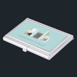 Geometrisches Architekten-Licht aquamarin u. Visitenkarten Dose<br><div class="desc">GeschäftsKartenhalter für einen Architekten in hellem aquamarinem,  im Weiß und im Gold mit einem stilvollen und modernen geometrischen Entwurf.</div>