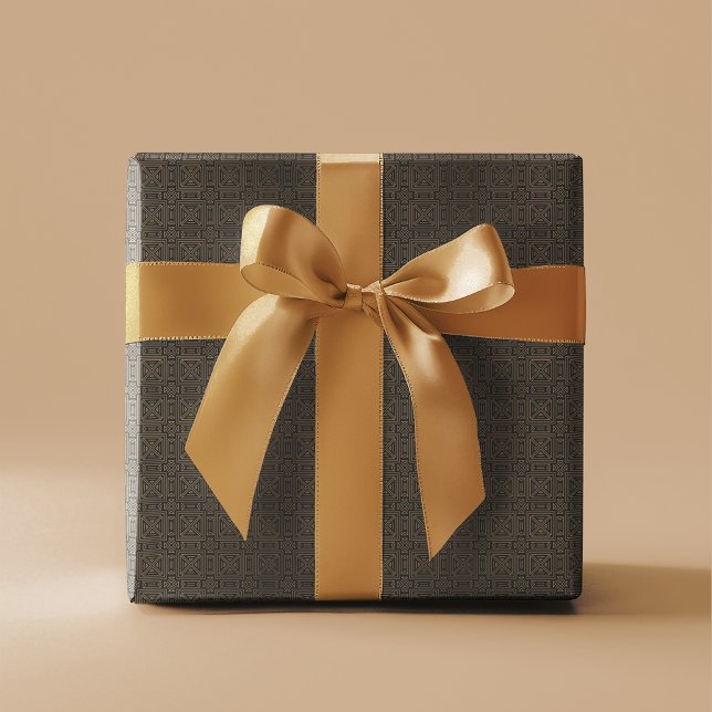 Geometrisches Art Deco Muster | Black Bronze Geschenkpapier (Von Creator hochgeladen)