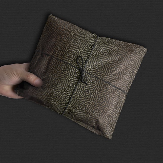 Geometrisches Art Deco Muster | Schwarzes Gold Seidenpapier (Von Creator hochgeladen)