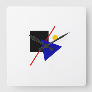 Geometrisches Bauhaus-Design Quadratische Wanduhr
