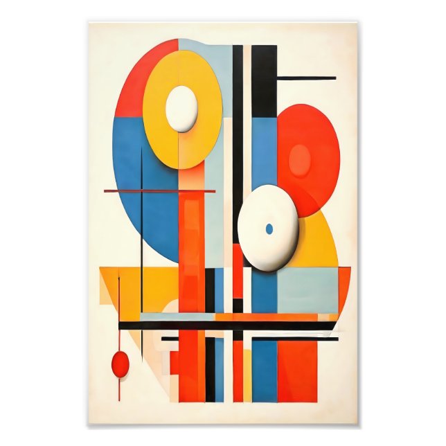 Geometrisches Bauhaus Minimalistische Abstrakte Ku Fotodruck (Vorne)