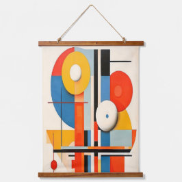 Geometrisches Bauhaus Minimalistische Abstrakte Ku Wandteppich Mit Holzrahmen