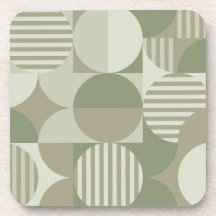 Geometrisches Bauhaus, Olive, Sage Green Untersetz