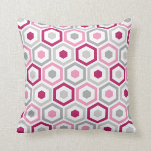 Geometrisches Beeren-Rosa-Grau des Kissen