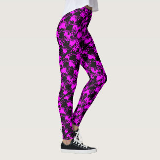 Geometrisches, beschädigtes Neon-Magenta-Muster Leggings