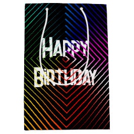 Geometrisches Birthday Rainbow Mittlere Geschenktüte