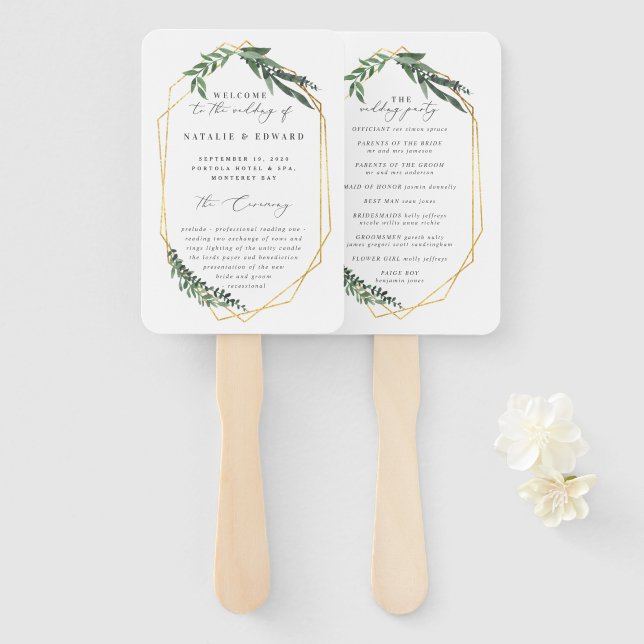 geometrisches Blattgold Fächer (Vorne und Hinten)