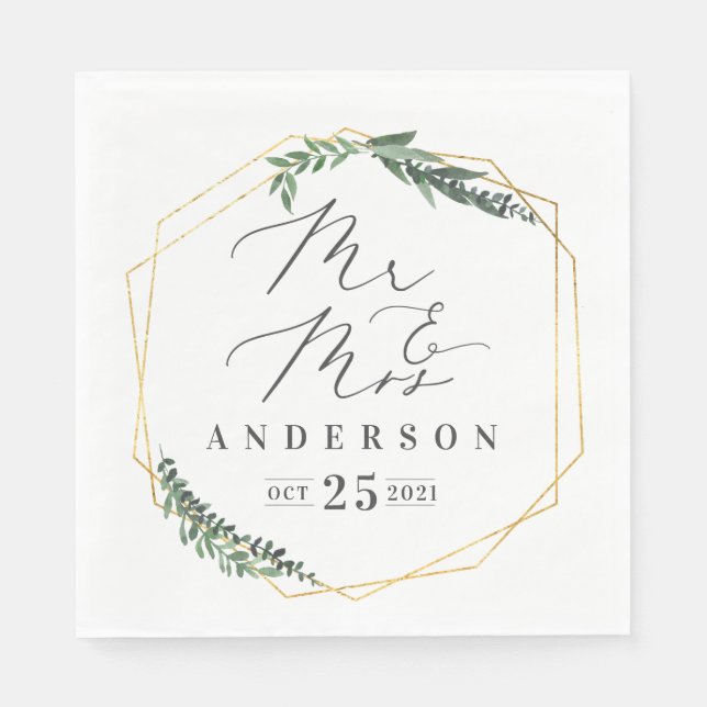 geometrisches Blattgold Serviette (Vorderseite)