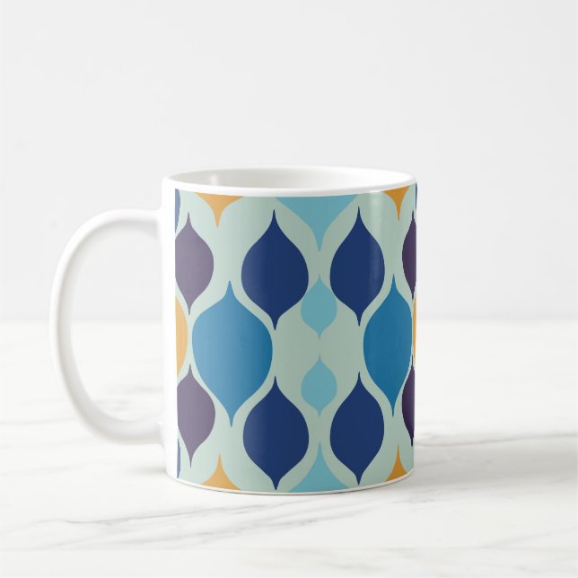 Geometrisches Blau des Mitteljahrs der 60er Jahre Kaffeetasse (Links)