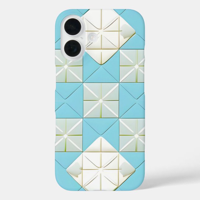Geometrisches Blau- und Weißmuster Case-Mate iPhone Hülle (Rückseite)