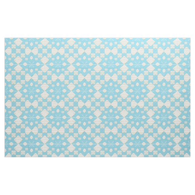 Geometrisches Blau- und Weißmuster Stoff (Fat Quarter (45,7 x 55,9 cm))