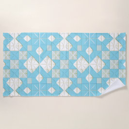 Geometrisches Blau- und Weißmuster Strandtuch