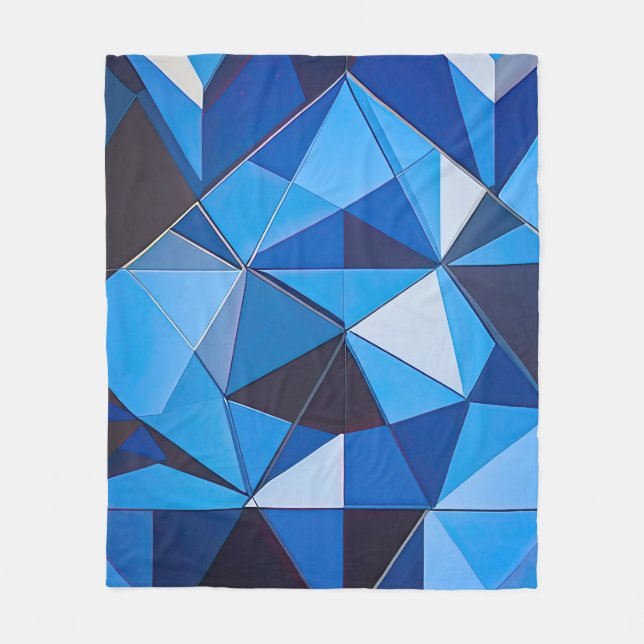 Geometrisches blaues Dreieck Fleecedecke (Vorderseite)