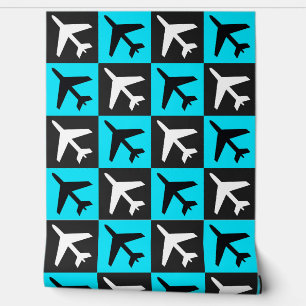Geometrisches blaues Flugzeug für Flugzeuge Tapete