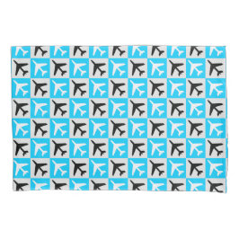 Geometrisches, blaues Flugzeug Kissenbezug
