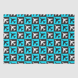Geometrisches, blaues Flugzeug Seidenpapier