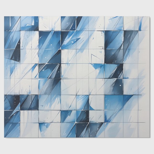 Geometrisches blaues Geschenkpapier (Flach)