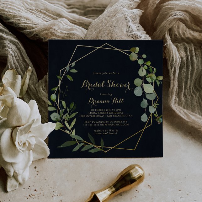 Geometrisches blaues grünes Brautparty Einladung (Von Creator hochgeladen)