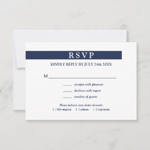 Geometrisches blaues Menü Auswahl RSVP Hochzeit Karte